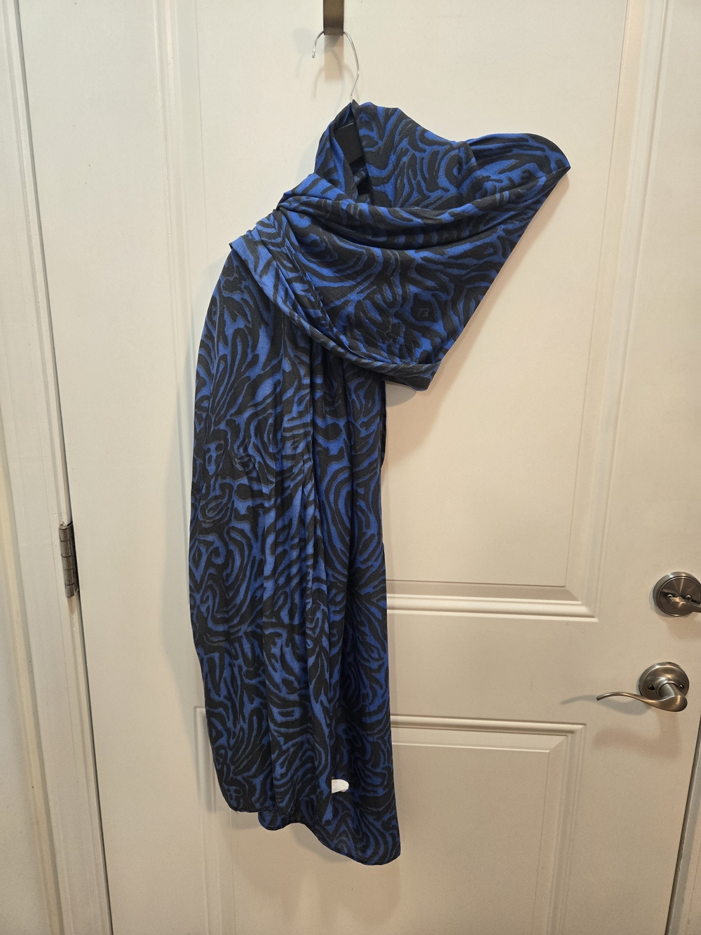 Stella & Dot Blue and Black Patterned Wrap Scarf